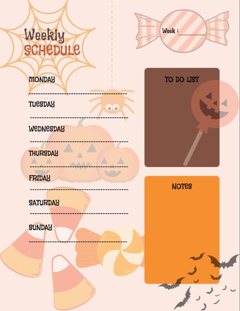 Cute, downloadable, printable Halloween weekly schedule! Etsy Planner, Witch Tools, Weekly Planner Free, Notebook Cover Design, Alphabet Activities Preschool, Weekly Schedule, Printable Halloween, Digital Notebooks, Weekly Meal Planner