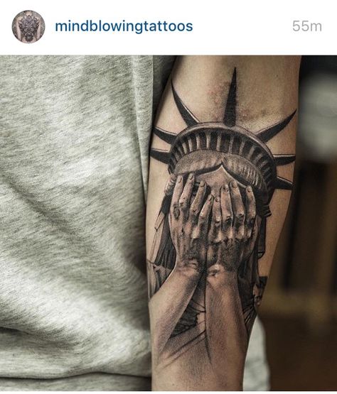 .... Statue Of Liberty Tattoo, Justice Tattoo, Liberty Tattoo, Viking Tattoo Sleeve, See Tattoo, Hyper Realistic Tattoo, Patriotic Tattoos, Gangsta Tattoos, Statue Tattoo