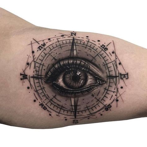 Compas Tattoo, All Seeing Eye Tattoo, Eyeball Tattoo, Tattoo Eye, Tatuagem Masculina Pequena, Compass Tattoo Design, Elbow Tattoos, Custom Eyes, Knee Tattoo