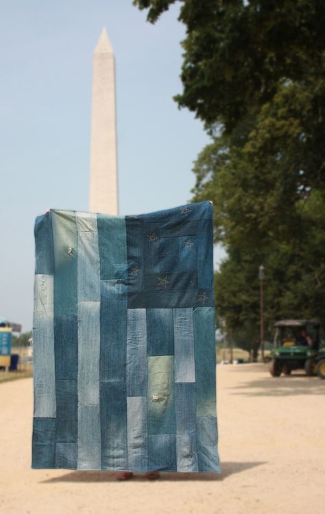 Denim Flag Quilt, Denim Patchwork Quilt, Jeans Quilt, Light Stripes, Denim Quilts, Blue Jean Quilts, Denim Scraps, Jean Quilt, Denim Rug