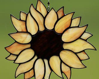 Stained Glass Kitchen, Sunflower Suncatcher, Stained Glass Sunflower, Stained Glass Abstract, Glass Sunflower, Stain Glass Patterns, Stained Glass Animals, Stained Glass Patterns Free, Painted Glass Art