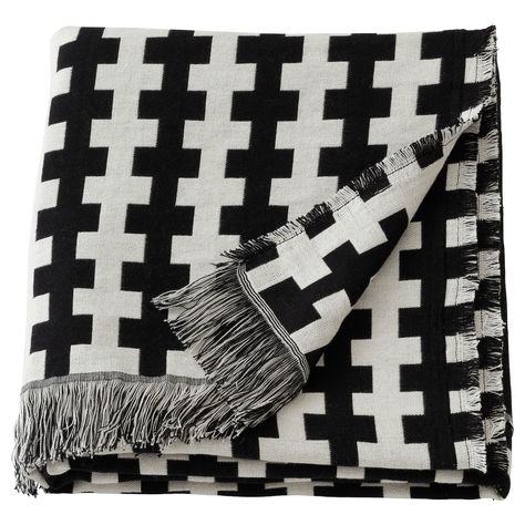 FLUGTRUMPET throw, black off-white/geometric, 51x67 ". Wrap it around you, rest under it. This throw with a geometric pattern in black and white is made for cold winter evenings. Woven from 100% cotton and with decorative fringes on the short side. 100 % cotton. Black White And Grey Bedroom, Family Room Walls, White Decorative Pillows, White Throw Blanket, Kids Flooring, Organization Furniture, Outdoor Baby, White Throws, White Throw Pillows