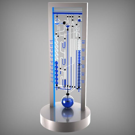 3d model of Bernard Gitton's Time-Flow Water Clock. Futuristic Clock, Cool Clocks Digital, Bottle Necklace Diy, Mechanical Wall Clock, Water Clock, 3d Printed Mechanical Clock, Cool Unique Wall Clock Pendulum, Robot Technology, Clock Repair