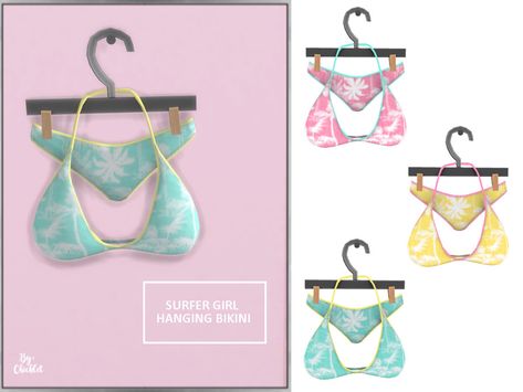 Chicklet's Surfer Girl Hanging Bikini Deco Sims 4 Cc Outer Banks Clothes, The Sims 4 Cc Hanging Clothes Decor, Sims 4 Beachy Clothes, Sims 4 Surfing Cc, Sims 4 Surfer Cc, Ts4 Bikinis Cc, Sims 4 Cc Hanging Clothes, Sims 4 Cc Swimming Suits, Beachy Sims 4 Cc