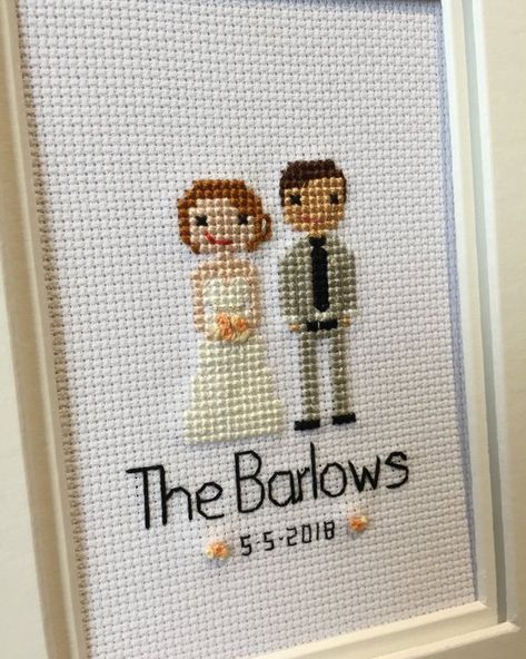 Porsche Wedding, Cross Stitch Wedding, Stitch Portrait, Stitch Wedding, Cross Stitch Gallery, Portrait Cross Stitch, Stitch People, Witch Cross Stitch, Wedding Borders