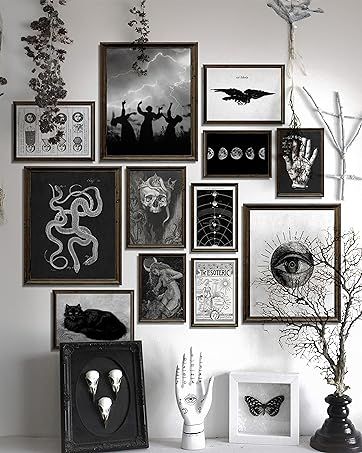 Transform your living space with this eerie yet elegant collection of Gothic Home Decor Art Prints. Perfect for creating a witchy aesthetic, these creepy art prints, Halloween wall posters, and spooky pictures will add a touch of mystery to your gothic or goth room decor. Ideal for fans of horror, witchcraft, or simply those who appreciate a darker aesthetic. Shop now to bring some magic into your home! Goth Collage Wall, Horror Wall Decor, Goth Diy Room Decor, Witchy Aesthetic Decor, Goth Prints, Witchy Living Room, Scary Picture, Goth Wall Decor, Darker Aesthetic