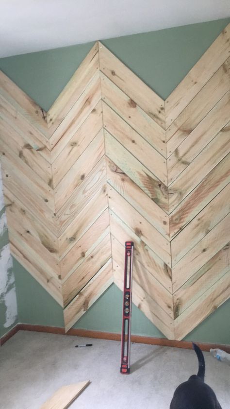 Accent Wall Bedroom Western, Rustic Wood Accent Wall, Accent Wall Country, Cedar Accent Wall, Geometric Wood Accent Wall Pink, Western Accent Wall, Accent Wall Mountains Wood, Chevron Accent Wall, Diamond Pattern Wood Accent Wall