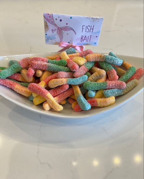 Diy Ariel Birthday Party, Mermaid Party Sweets Table, Mermaid Birthday Party Two Year Old, Under The Sea Snack Table, Snacks For Mermaid Birthday Party, Kids Mermaid Birthday Party, Third Mermaid Birthday, Ocean Pool Party, 2 Year Mermaid Party