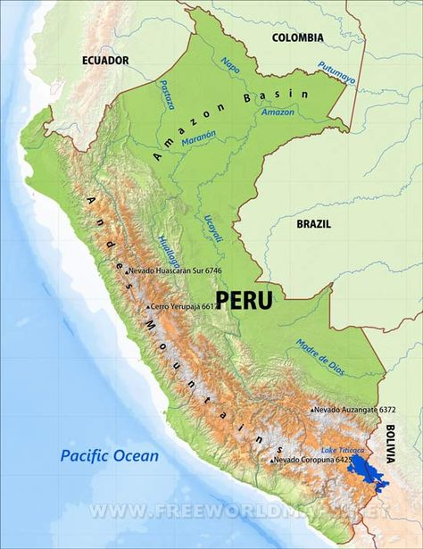 Peru Map Peru Map, Geographical Features, Physical Map, Geography Map, Coastal Plain, Lake Titicaca, Physical Features, Water Bodies, Bolivia