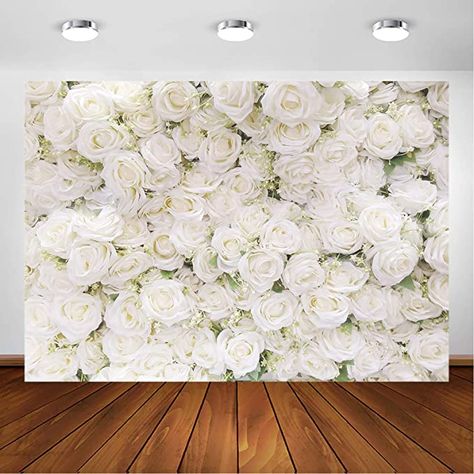 Amazon.com : Avezano White Flower Backdrop for Party Photoshoot Wedding Floral Wall Bridal Shower Party Decoration Photography Background White Rose Florals Backdrops Portrait Photographic Studio (7x5ft) : Electronics White Flower Backdrop, Wedding Floral Wall, Wedding Photo Background, Flower Backdrop Wedding, Party Fotos, Valentinstag Party, White Rose Flower, Party Photoshoot, Photoshoot Wedding