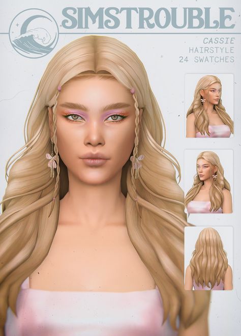 Cassie by simstrouble | simstrouble on Patreon Cassie Hair, Die Sims 4, The Sims 4 Pc, Pelo Sims, The Sims 4 Packs, Sims 4 Mm Cc, Sims 4 Body Mods, Sims 4 Expansions, Tumblr Sims 4