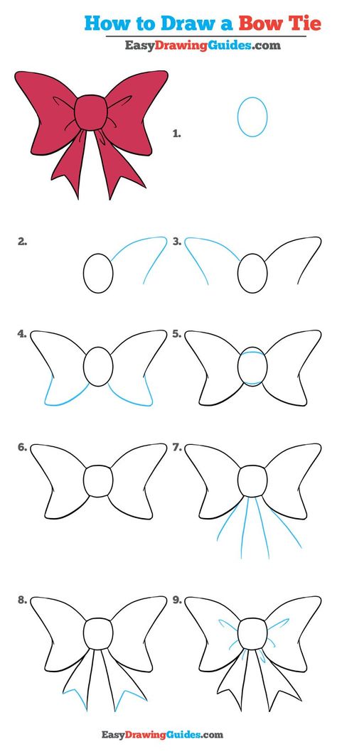 Learn How to Draw a Bow Tie: Easy Step-by-Step Drawing Tutorial for Kids and Beginners. #BowTie #drawingtutorial #easydrawing See the full tutorial at https://easydrawingguides.com/draw-bow-tie-really-easy-drawing-tutorial/. How To Draw Bows, Draw A Bow, Tie Tutorial, Bow Drawing, Cartoon Bow, Arte Doodle, Cartoon Drawing Tutorial, Easy Drawing Tutorial, Drawing Tutorials For Kids