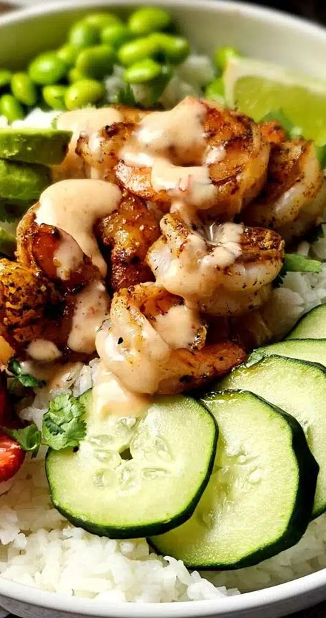 Garlic Shrimp Bowl, Low Calorie Shrimp Bowl, Boom Boom Shrimp Bowl, Shrimp Rice Bowls With Spicy Mayo, Tropical Shrimp Rice Bowl, Shrimp Coconut Rice, Shrimp And Rice Bowl Recipe, Shrimp Spring Roll Bowl, Shrimp Grain Bowl