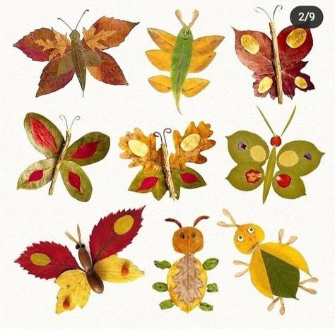 Leaf Crafts Kids, Dry Leaf Art, Autumn Leaves Craft, Leaf Collage, Leaf Projects, Leaf Animals, Fall Arts And Crafts, Toddler Arts And Crafts, Leaf Crafts