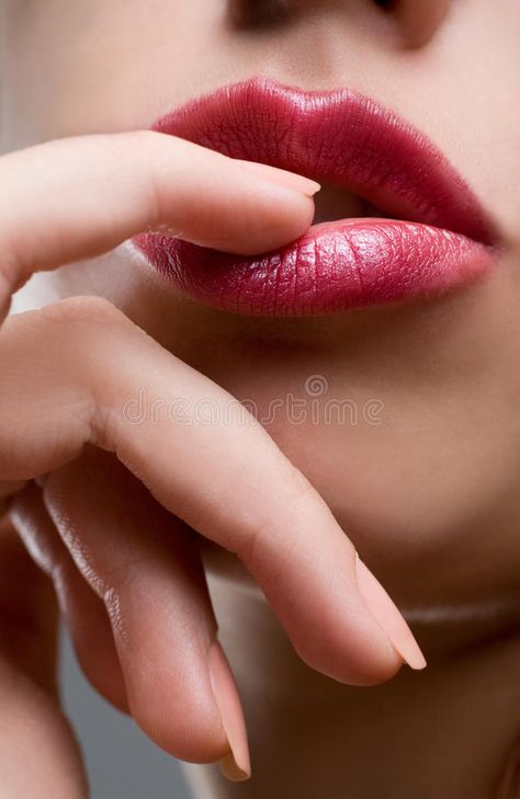 Sweet doll lips. Macro of young model touching lips with finger , #Aff, #lips, #Macro, #Sweet, #doll, #touching #ad Lips Photoshoot Ideas, Touching Lips With Fingers, Finger On Lips Pose, Fingers On Lips, Finger On Lips, Doll Lips, Finger Image, Pouting Lips, Pretty Features