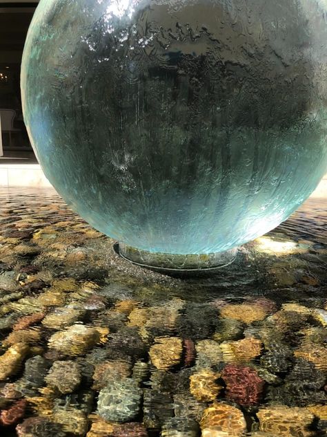 SPHERE FOUNTAINS & SCULPTURES Water Feature Diy, Diy Sphere, Water Sphere, Secret Courtyard, Sphere Planter, Sphere Water Feature, Sphere Fountain, Garden Orbs, Resort Ideas