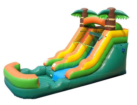 Pogo 12' Tropical Crossover Kids Inflatable Water Slide with Blower - Walmart.com - Walmart.com Water Slide Bounce House, Inflatable Rentals, Bounce Houses, Inflatable Slide, Splash Pool, Water House, Trampolines, Backyard For Kids, Water Play