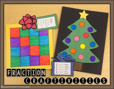 Christmas Fractions 4th Grade, Christmas Fractions, Fractions Craft, Math Craftivity, 4th Grade Fractions, Classroom Christmas Decorations, Holiday Math, Fraction Activities, Math Madness