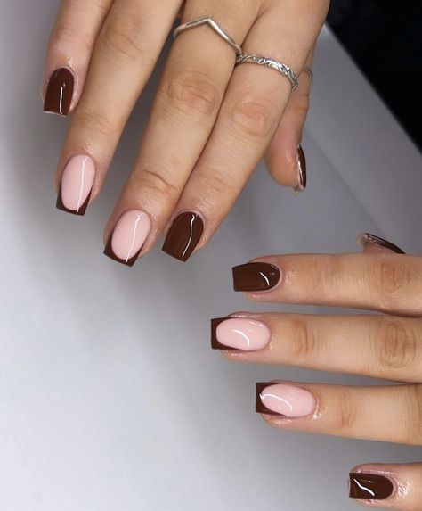 Gel Nails French, Brown Nails Design, Nails Design Ideas, Gel Toe Nails, Gel Nail Art Designs, Nude Nail Designs, Simple Gel Nails, Girly Acrylic Nails, French Tip Acrylic Nails