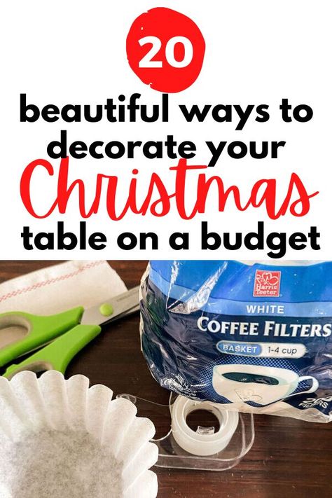 Decorate on a budget this Holiday with these easy dollar store or repurposed Christmas decorations. Quick Christmas centerpieces to make your dining room festive and bring on the Holiday cheer. Diy Christmas Centerpieces For Table Dollar Store Cheap, Cheap Christmas Table Centerpieces, Diy Christmas Centerpieces For Table, Christmas Table Centerpieces Diy, Christmas Dining Table Decorations, Christmas Centerpieces Cheap, Gold Star Tree Topper, Evergreen Candle, Wooden Box Centerpiece