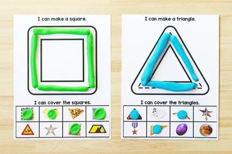 Playdough Printables, Small Group Math Activities, Shape Activities Kindergarten, 2d Shapes Activities, Preschool Charts, Shapes Lessons, Mat Man, Shape Activities Preschool, Play Dough Mats