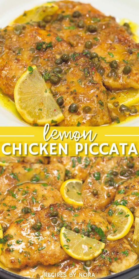 Looking for a spring dinner idea? Try this Creamy Lemon Chicken Piccata! This refreshing meal starts with juicy chicken breasts, lightly coated in flour and perfectly browned in a skillet. The pièce de résistance is a luxurious cream sauce, infused with the bright zest of lemon, garlic, and the slight tang of capers. Served on a bed of fluffy rice or pasta, this dish is the ultimate light yet satisfying meal. This easy dinner recipe is made in just 30 minutes and is sure to be a favorite. Creamy Lemon Chicken Piccata, Lemon Chicken Piccata Recipe, Lemon Chicken Piccata, Capers Recipe, Lemon Chicken Pasta, Spring Lunch, Lemon Caper Sauce, Piccata Recipe, Chicken Piccata Recipe