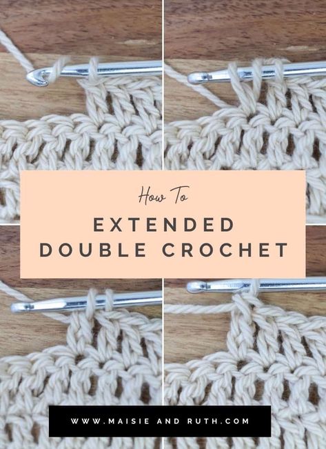 Extended Double Crochet, Triple Crochet Stitch, Simple Scarf Crochet Pattern, Crochet Stitches For Blankets, Beginner Crochet Tutorial, Crochet Stitches Free, Easy Crochet Stitches, Crochet Stitches Video, Crochet Tutorials