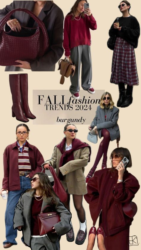 Trend Fall/ Winter 2024/2025 Burgundy Fall Outfits, Fashion Trend 2024, Engagement Photo Outfits Fall, Capsule Wardrobe Women, Trendy Outfit Ideas, Fall Fashion Trends Women, Fall Winter Trends, Burgundy Fashion, Color Trends Fashion