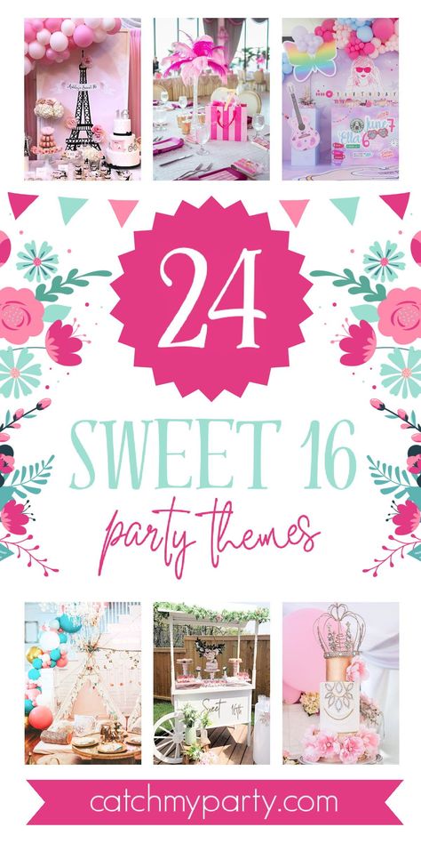 A Sweet 16 birthday party is an important milestone in a young girl’s life and should be marked with an unforgettable celebration!So, if you’re planning to mark your daughter’s approach to adulthood, and want to see what’s trending in 2024, look no further. See more party ideas and share yours at CatchMyParty.com 16 Party Themes, Neon Party Ideas, Neon Birthday Cakes, Sweet 16 Party Themes, Sweet 16 Themes, Sweet 16 Party, Party Trends, Sweet Sixteen Parties, Birthday Party For Teens