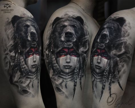 Shaman by Olggah on DeviantArt Headdress Tattoo, Shaman Woman, Skull Rose Tattoos, Bear Tattoo Designs, Hunting Tattoos, American Indian Tattoos, Native American Tattoo, Native American Tattoos, Native Tattoos