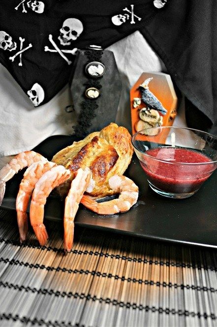 Halloween Shrimp, Beetlejuice Party, Recipe For Shrimp, Ginger Cocktails, Beetlejuice Halloween, Halloween Movie Night, Cocktail Sauce, Halloween Movie, Asian Fusion