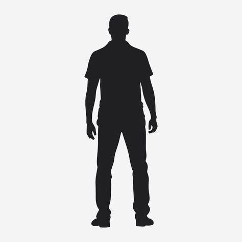 Man standing silhouette vector design | Premium Vector #Freepik #vector #man #art #design #illustration Man Standing Silhouette, Man Silouhette, Person Silhouette Standing, Standing Silhouette, Men With Cap, Male Silhouette, Man Looking Up, Person Silhouette, A Man Standing