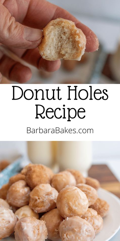 Donut holes are scrumptious, mini treats made from the dough of regular donuts, offered in various flavors and toppings. via @barbarabakes Donut Hole Recipe Baked, Donut Holes Recipe, Baked Donut Holes, Donut Hole Recipe, Making Donuts, Doughnut Holes, Mini Treats, Homemade Pastries, Donut Holes