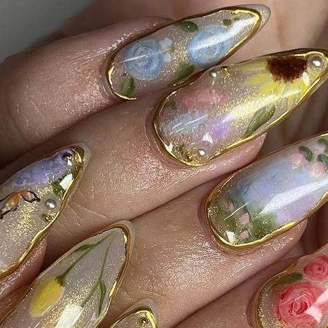 Nails Material Products, Monet Moodboard, Marie Antoinette Nails, Fairy Tale Nails, Monet Nails, Fairy Inspired Nails, Rococo Nails, Aphrodite Nails, Baroque Nails