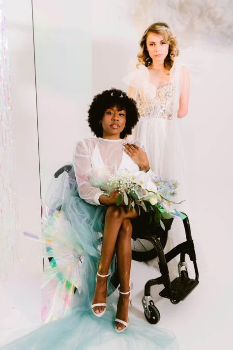 Head in the Clouds: Yes, Disabled People Get Married Too! · Rock n Roll Bride Rock N Roll Bride Magazine, People Getting Married, Queer Weddings, Wedding Converse, Big Dresses, Light Blue Wedding, Rock N Roll Bride, Bride Magazine, Disabled People