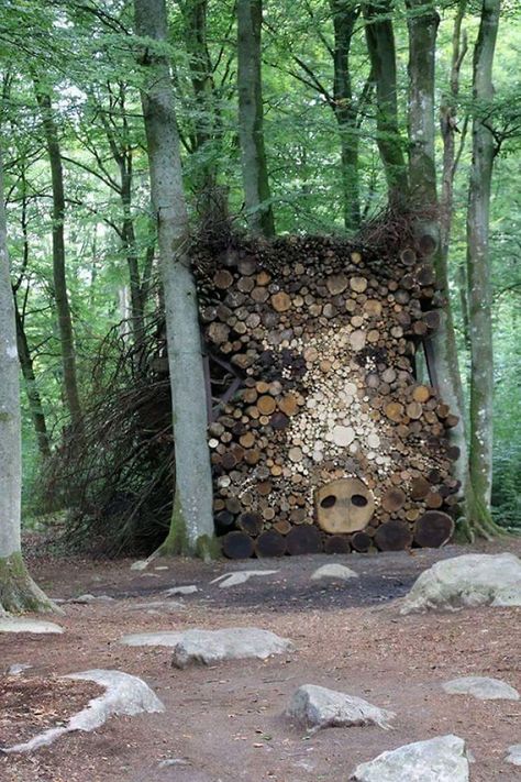 Forest Hog | Bored Panda Boom Kunst, Firewood Logs, Organic Garden, Earth Art, Garden Art Sculptures, Recycled Art, Garden Art Diy, Outdoor Art, Land Art