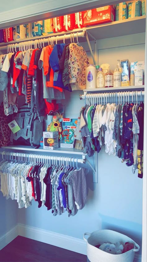 Boy Room Toy Storage, Boy Baby Room Ideas Nurseries, Baby Boy Stuff Newborn, Newborn Room Ideas Boy, Baby Boy Closet Organization, Baby Set Up In Parents Room, Shared Baby Room With Parents, Newborn Set Up In Parents Room, Mom And Baby Room Shared Ideas