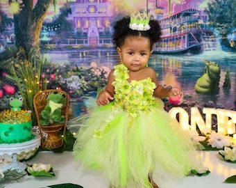 Parties Outfit, Princess Tiana Dress, Princess Tiana Birthday Party, Tiana Birthday Party, Tiana Dress, Bday Shoot, Birthday Tutu Dress, Princesa Tiana, Princess Halloween Costume