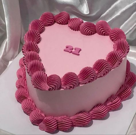 Pink Heart Cake 21, Heart Cake 19 Birthday, 21st Birthday Cake Heart Shape, 21 Heart Birthday Cake, Dark Pink Birthday Cake, Heart Shaped 21st Birthday Cake, Heart 21st Birthday Cake, Pink Birthday Cake 21, Pink Heart Bday Cake