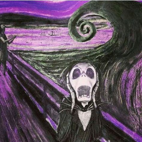 Jack Skellington Nightmare Before Christmas Wallpaper, Tim Burton Style, Le Cri, Tim Burton Art, Tim Burton Films, Tim Burton Movie, Arte Van Gogh, The Scream, Art Parody