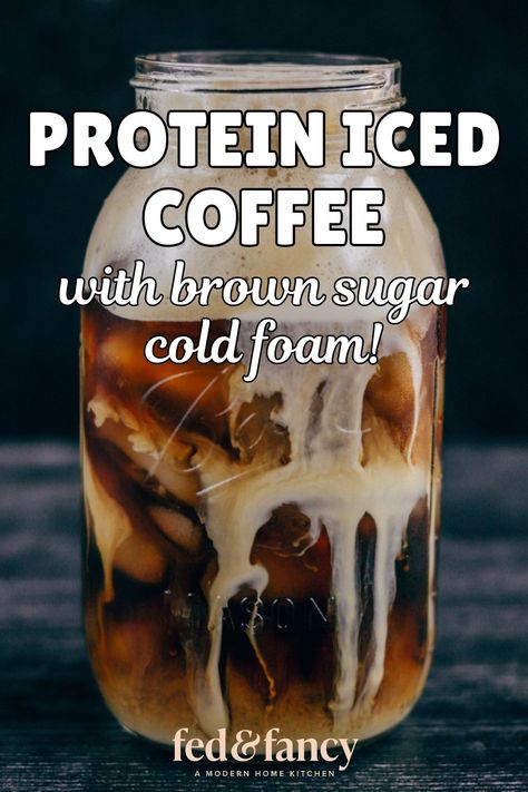 Shaken iced coffee topped with creamy, sweet brown sugar cold foam! Brown Sugar Cold Foam, Cold Foam Cold Brew, Protein Iced Coffee, Easy Coffee Drinks, Keto Coffee Recipe, Make Brown Sugar, Cold Coffee Recipes, Iced Coffee At Home, Light Roast Coffee