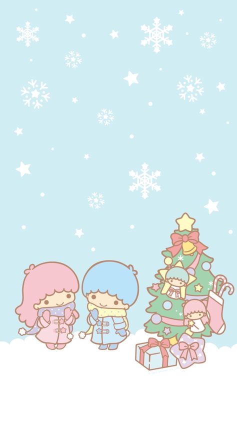 Twin Stars Wallpaper, Stars Wallpaper, Kawaii Christmas, Hello Kitty Characters, Funny Iphone Wallpaper, Cute Christmas Wallpaper, Cute Themes, Hello Kitty Backgrounds, Fun Christmas Decorations