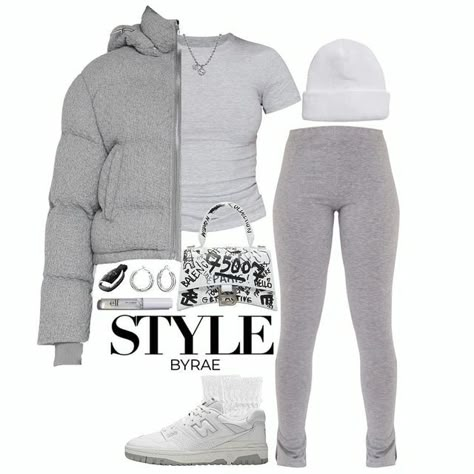 All Grey Outfit Black Women, Gray Leggings Outfit Black Women, Grey Hoodie Outfit Black Woman, Grey Trainers Outfit, Grey Outfit Women, Grey Outfits For Black Women, Grey Leggings Outfit Black Women, Winter Outfits From Shien, Leggings Outfit Black Women