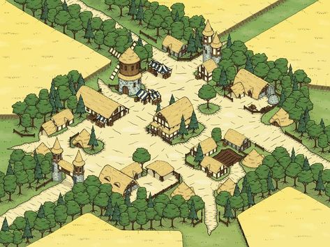 Fantasy Map Making, Isometric Map, Fantasy Village, Fantasy Town, Fantasy World Map, Tabletop Rpg Maps, Isometric Art, Isometric Design, Fantasy City