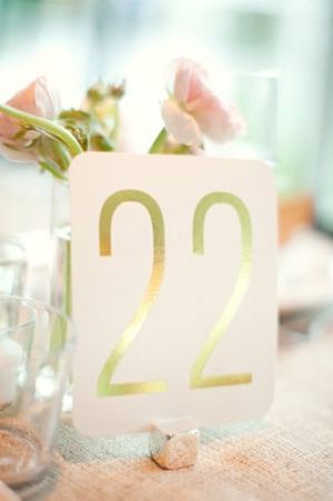 Table Numbers: Big, bold, numerals (rather than writing out "twenty-two") Diy Gold Leaf, Gold Table Numbers, Diy Gold, Stationery Inspiration, Palm Springs Wedding, Theme Color, Beautiful Paper, Wedding Table Numbers, Wedding Beauty