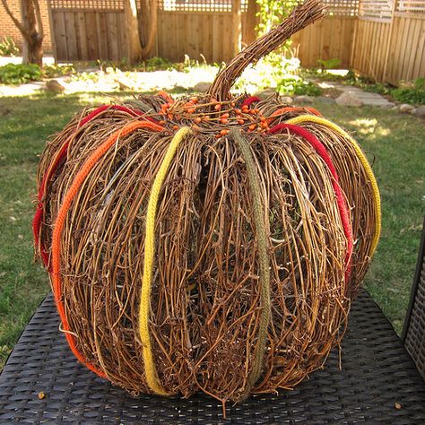 Iron Craft Challenge #19 - I-cord and Grapevine Pumpkin Grapevine Pumpkin, Fall Crafting, Twig Furniture, Craft Challenge, Pumpkin Diy, Fall Pumpkin Crafts, Pumpkin Dress, Pumpkin Bead, I Cord