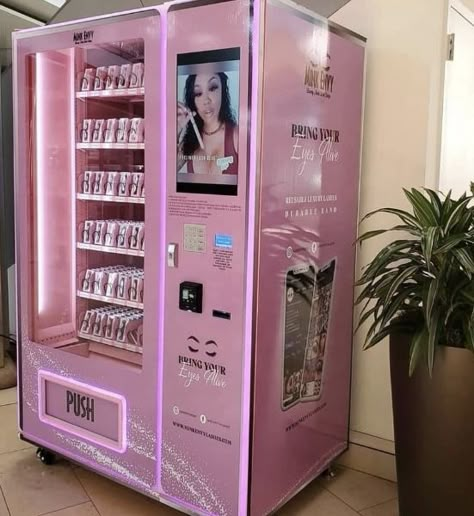 Lash Vending Machine, Barbie Vending Machine, Vending Machine Ideas, Vending Machine Design, Diy Lashes, Vending Machine Business, Dog Brand, Startup Business Plan, Coin Operated