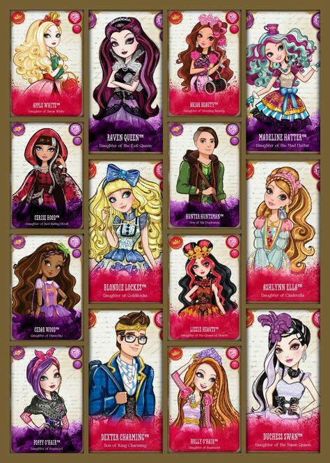 Ever After High All Characters, Every After High Characters, Ever After High Characters Cards, Everafter High Characters, All Ever After High Characters, Ever After High Characters Names, Ever After High Costumes, Raven Ever After High, Ever After High Personajes