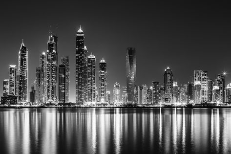 gray high-rise buildings #reflection #Dubai Metallic Marina #1080P #wallpaper #hdwallpaper #desktop Dubai Wallpaper Hd, Cityscape Dubai, Dubai Wallpaper, Fisheye Photos, Buildings Artwork, Its A Mans World, Night Scenery, High Rise Building, Black And White Pictures