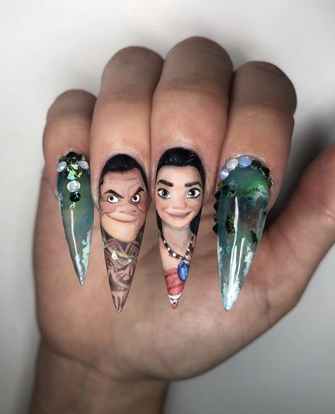 Brave Nails, Disney Themed Nails, Disney Princess Nails, Disney Nail Designs, Disney Inspired Nails, Disney Acrylic Nails, Dragon Nails, Thanksgiving Nail, Winter Nails Acrylic